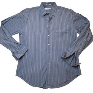 Yves Saint Laurent Blue Button Up Shirt sz 15.5 (34-35) Stripe Shirt